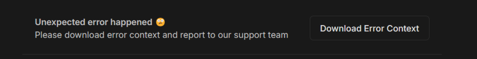 Unexpected error happened on Tables page
